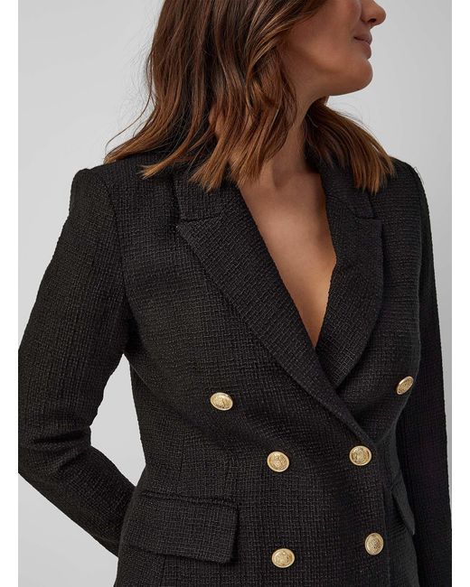 Contemporaine Black Crest Buttons Tweed Blazer