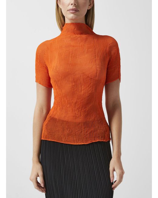 Issey Miyake Orange Chiffon Twist Top