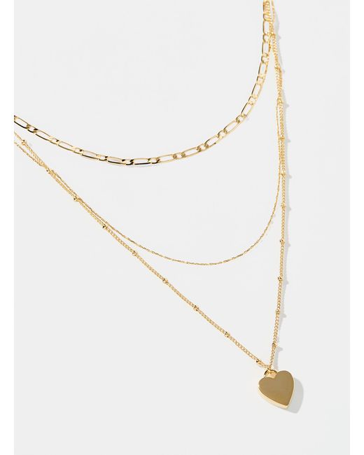 Orelia Golden Mini Heart Chains Set Of 