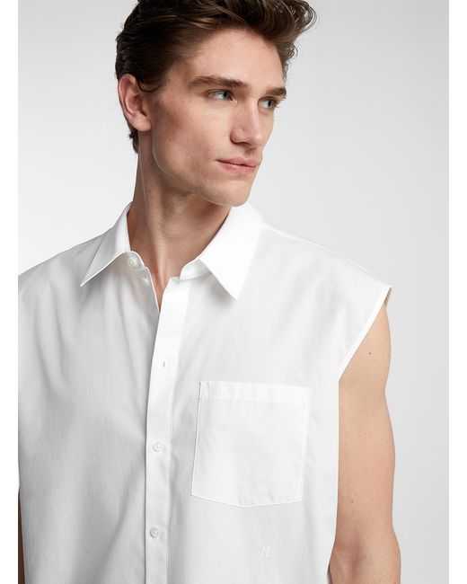Helmut Lang White Sleeveless Poplin Shirt for men