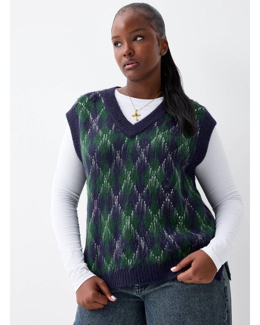 Twik Blue Geometric Jacquard Sweater Vest