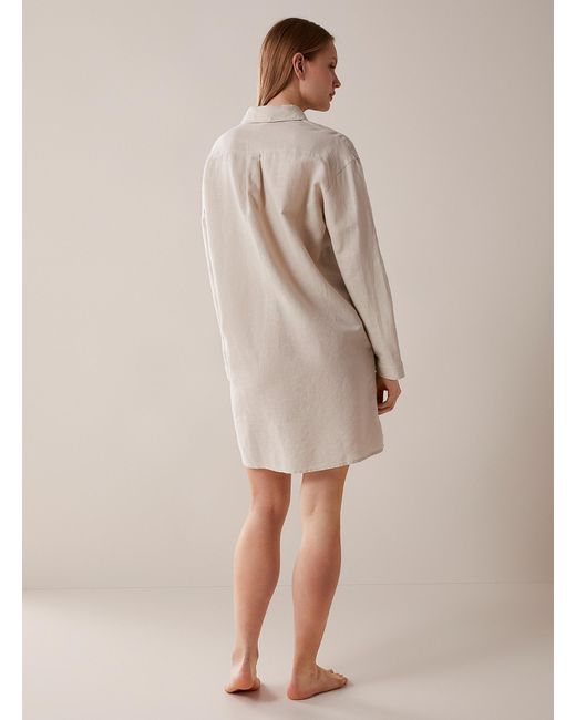 Miiyu Natural Solid Linen And Cotton Nightshirt