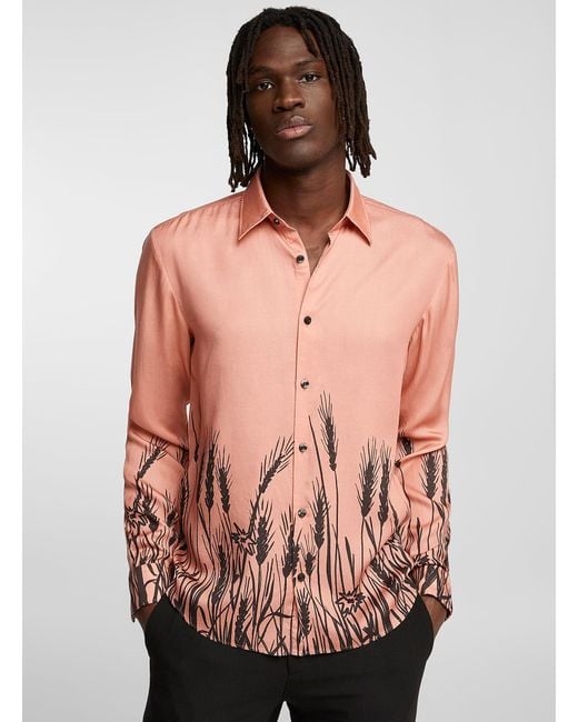 HUGO Pink Contrast Garden Ermo Shirt for men