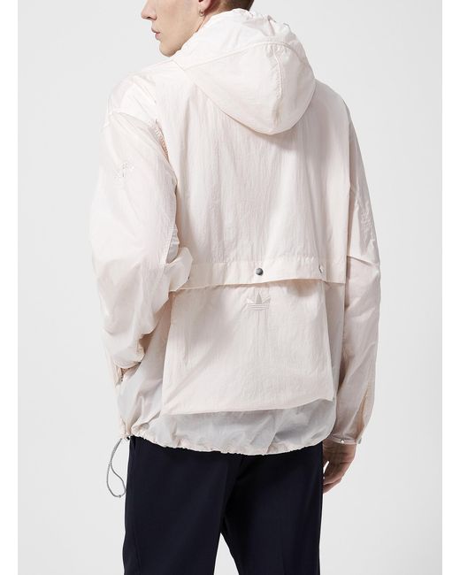 Adidas White Draped Collar Light Pink Lightweight Anorak for men