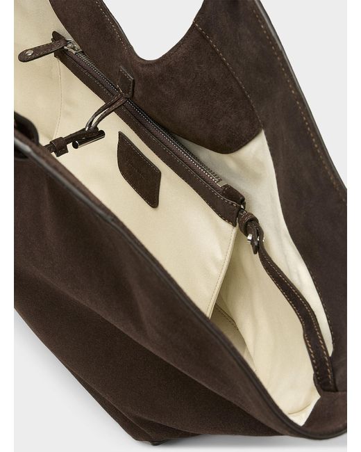 Flattered Brown Dahlia Large Suede Tote Bag