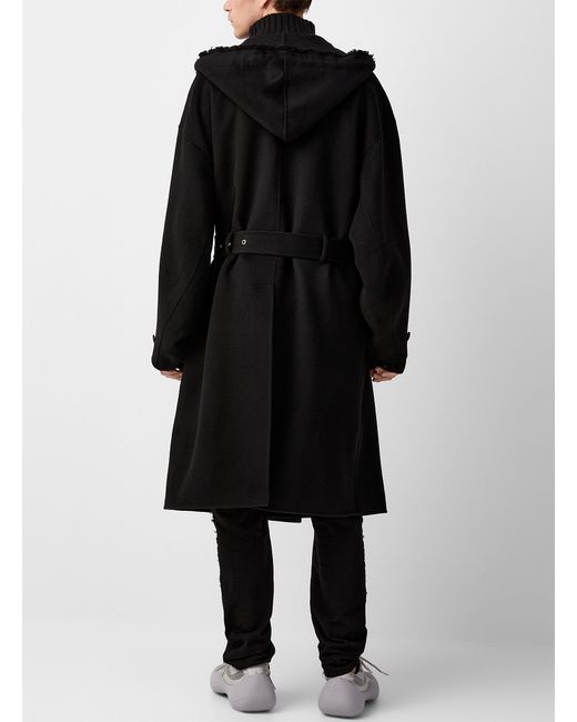 JW Anderson Frayed Hem Wool Coat in Black for Men Lyst
