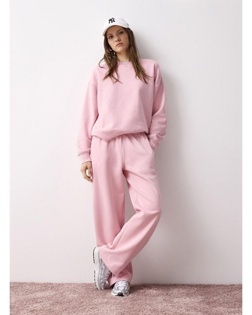 Twik Pink Oversized Thin Fleece Sweatshirt