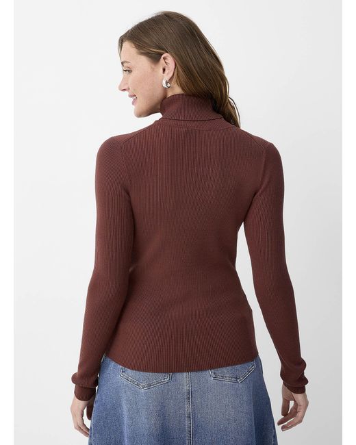 Contemporaine Red Ribbed Turtleneck Sweater