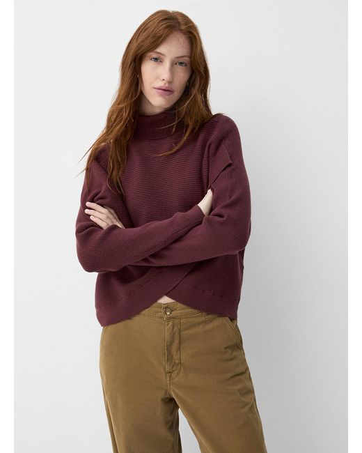 Contemporaine Red Turtleneck Crossover Sweater