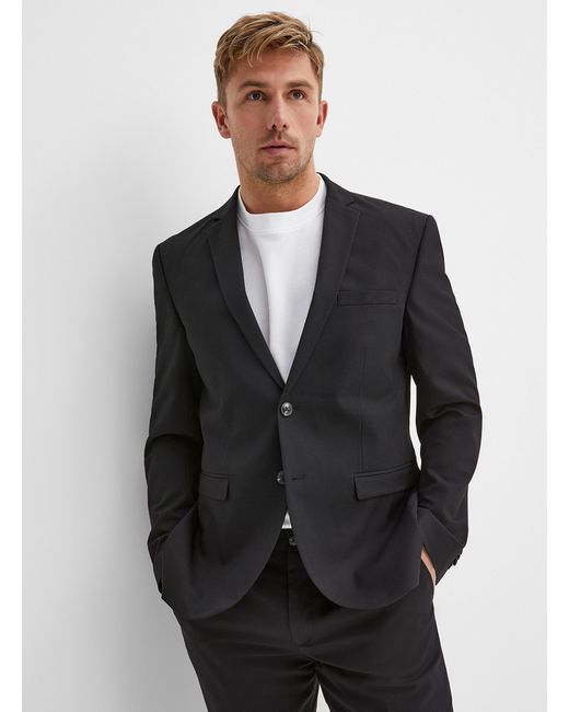 Jack & Jones Black Solid Structured Twill Suit Slim Fit for men