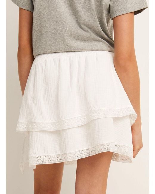 Vero Moda Natural Lace Edging Tiered Miniskirt