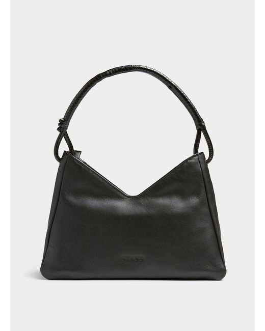 Staud Black Valerie V Cutout Leather Bag