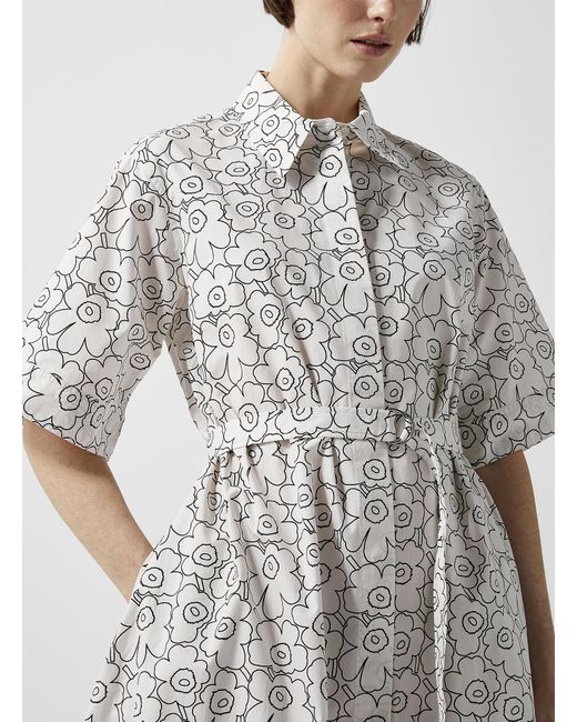 Marimekko Popliini Piirto Unikko Dress in Grey | Lyst Canada