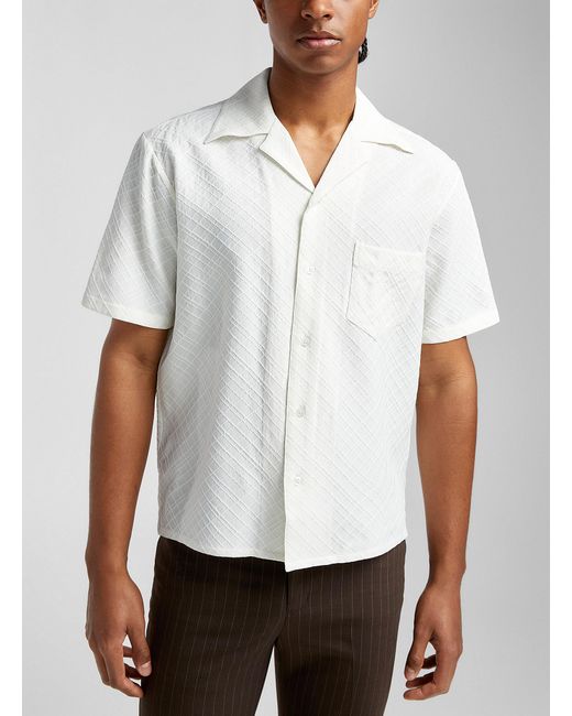 Ernest W. Baker White Textured Diamond Shirt for men