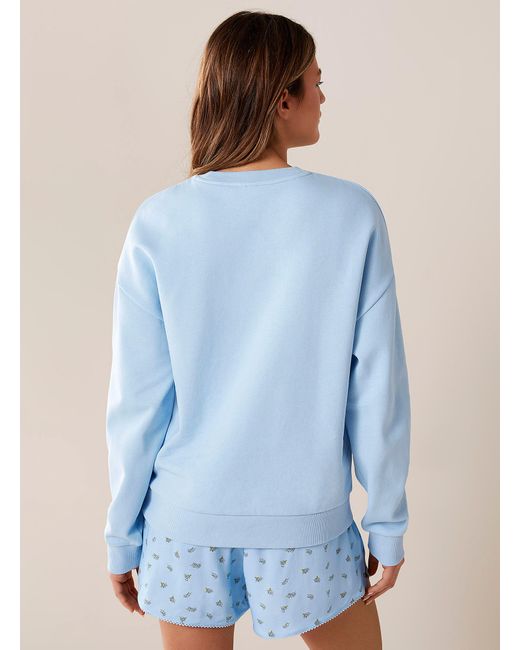 Miiyu Blue Solid Colour Organic Cotton And Polyester Lounge Sweatshirt