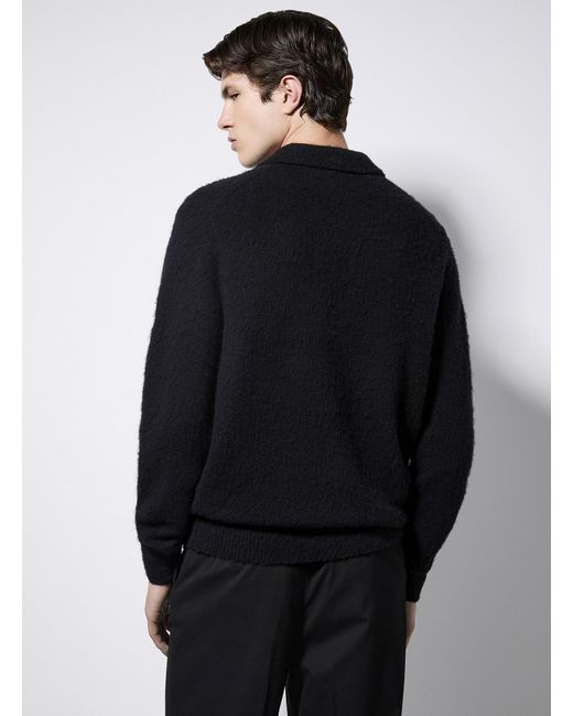 Le 31 Black Brushed Wool Polo for men