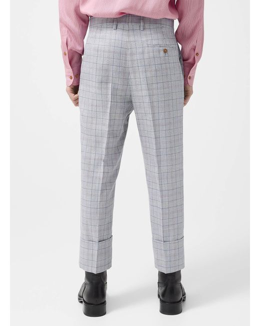 Vivienne Westwood Gray Prince Of Wales Print Broad Cuffs Pant for men