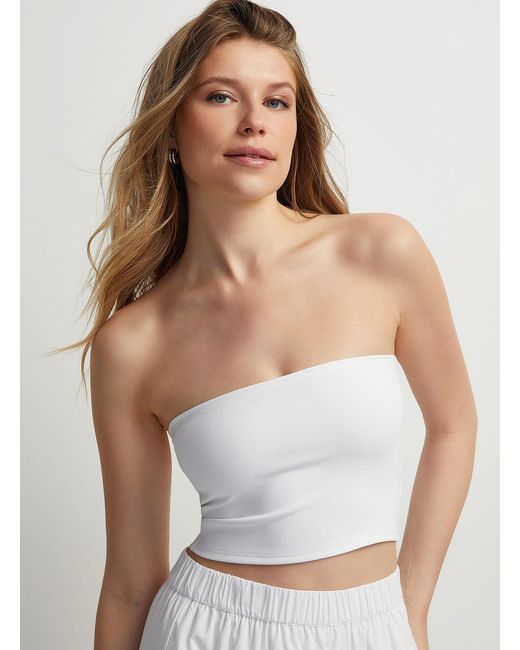 Icône Brown Finely Ribbed Cropped Tube Top