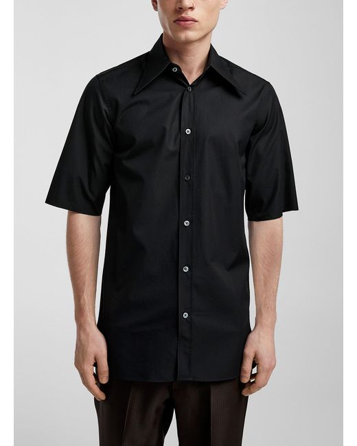 Maison Margiela Black Pointed Collar Poplin Shirt for men