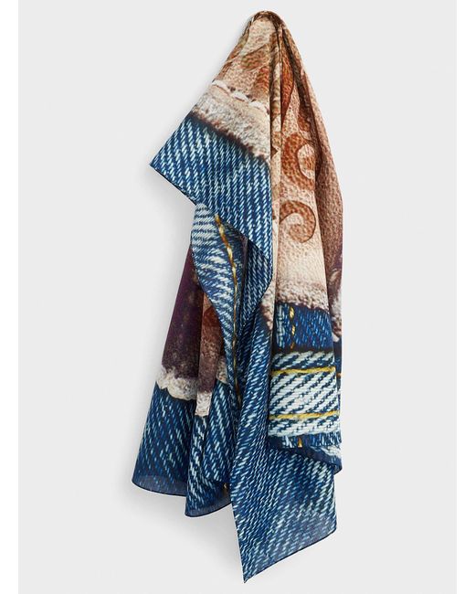 Acne Blue Jacron Printed Scarf for men