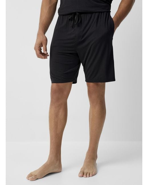 Le 31 Black Solid Tm Modal Pyjama Short for men