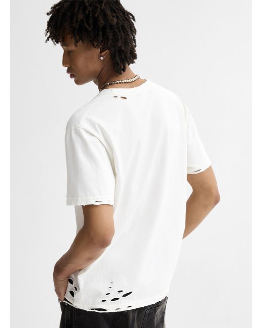 Djab White Distressed Solid T for men
