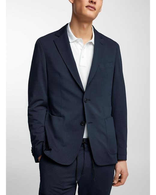 Boss Blue Performance Fabric Seersucker Jacket for men