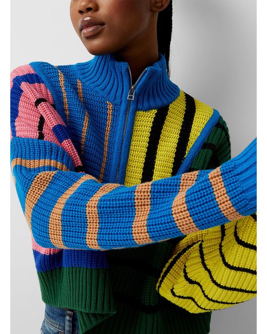 STAUD Hampton Cropped Sweater in Blue | Lyst
