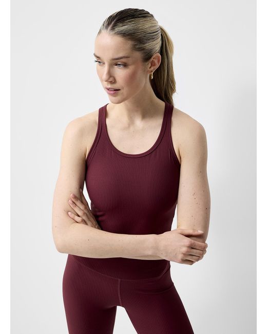 I.FIV5 Red Ribbed Stripe Racerback Tank