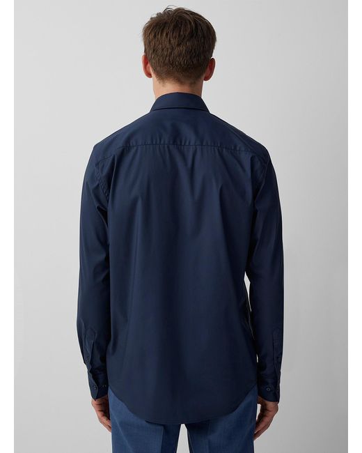 Le 31 Blue Solid Stretch Shirt Comfort Fit for men