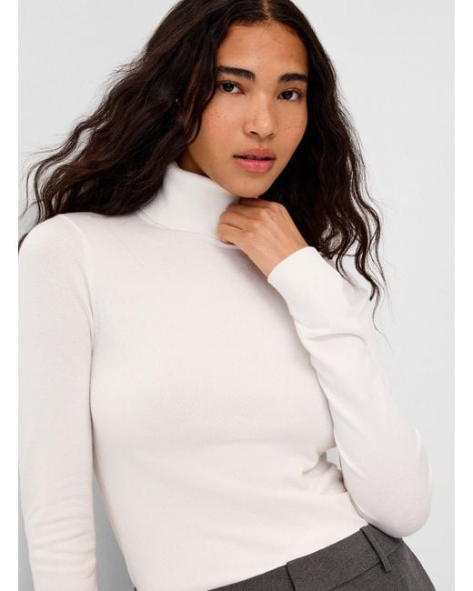 Twik White Solid Turtleneck Sweater