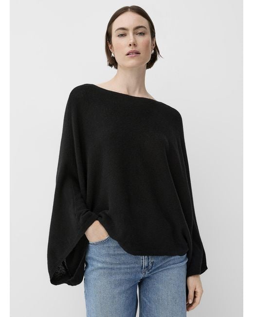 Contemporaine Black Luxurious Wool And Cashmere Poncho