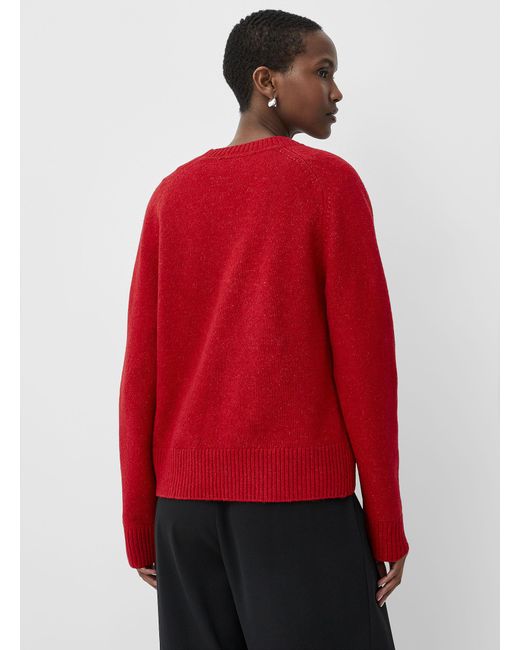 Contemporaine Red Solid Essential Boxy Sweater