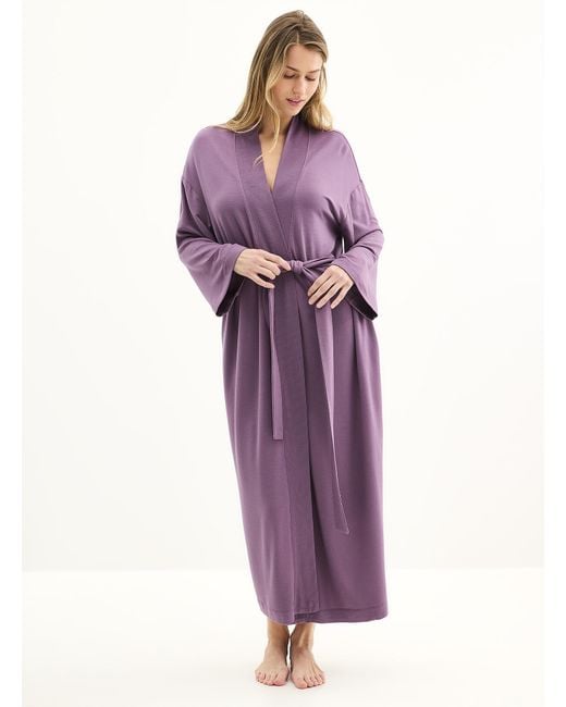 Miiyu Purple Brushed Underside Soft Long Robe