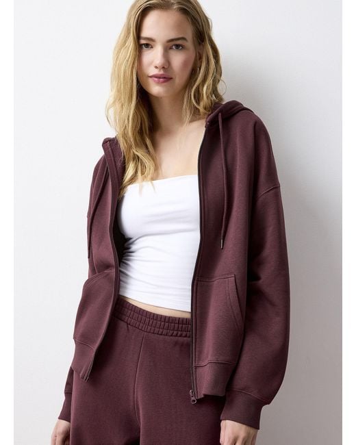 Twik Purple Thin Jersey Loose Zippered Hoodie