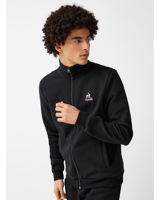 Le Coq Sportif Structured Jersey Athletic Jacket in Black for Men | Lyst