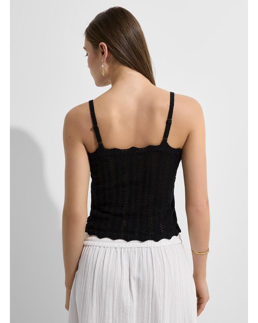 Vero Moda Black Buttoned Openwork Knit Cropped Cami