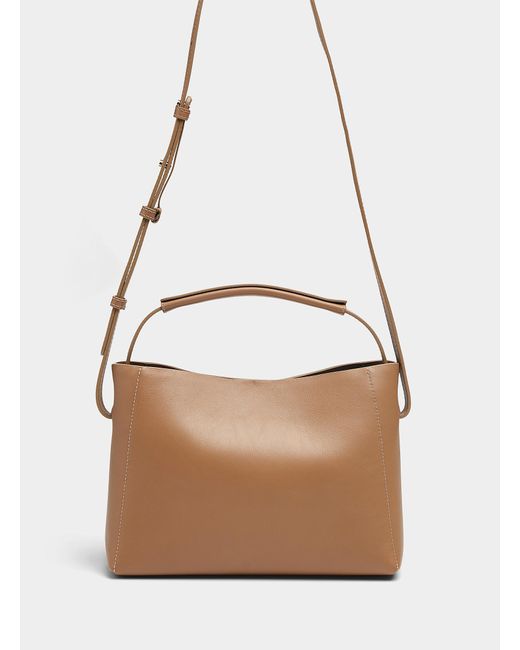 Flattered White Hedda Small Topstitched Leather Bag
