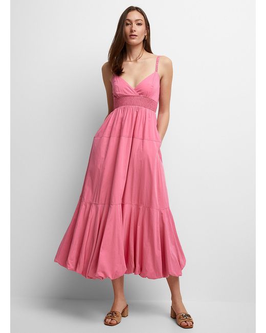 Icône V-neck Balloon Maxi Dress (women, Pink, Large)