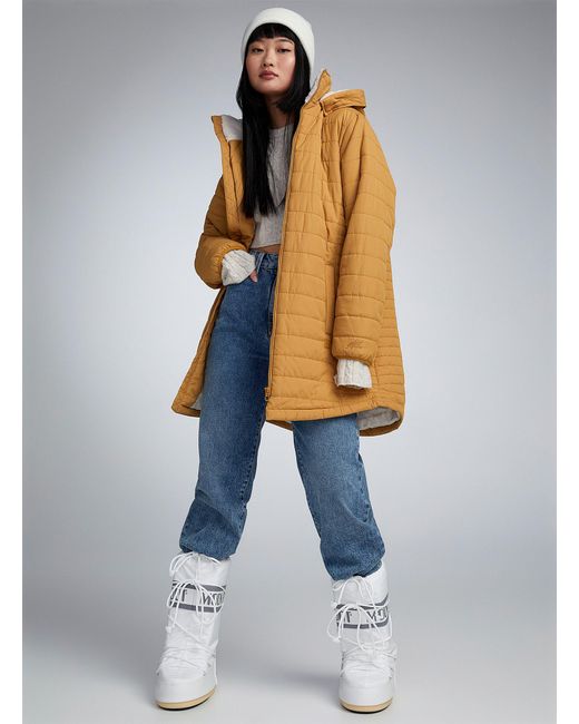 Rip Curl Mustard Yellow Quilted Coat in White Lyst