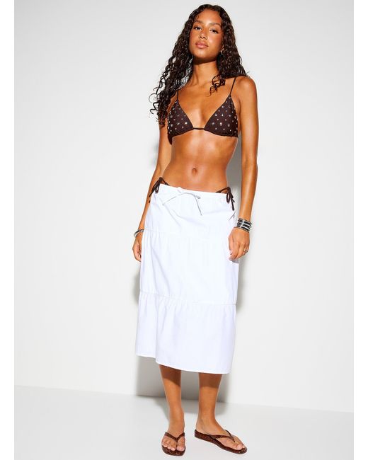 Simon's White Metallic Dot Triangle Top