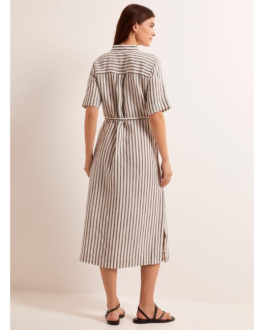 Part Two Natural Emmalou Vertical Stripes Linen Shirtdress