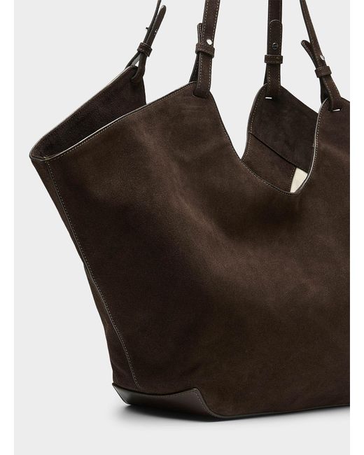 Flattered Brown Dahlia Large Suede Tote Bag