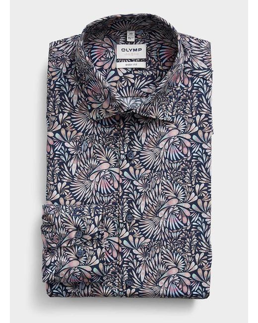 Olymp Blue Floral Kaleidoscope Shirt Modern Fit for men