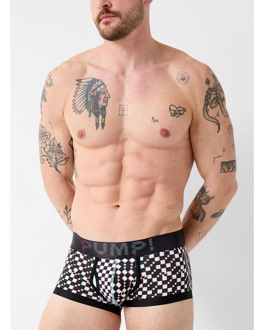 Pump! Blue 3" Check Illusion Trunk Cotton for men