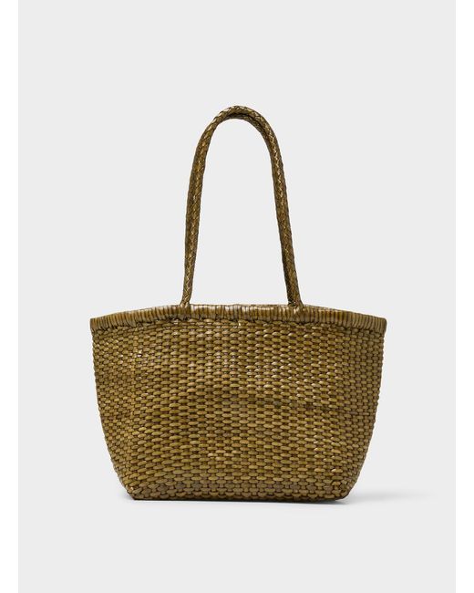 Dragon Diffusion Natural Basketweave Pattern Small Leather Bag