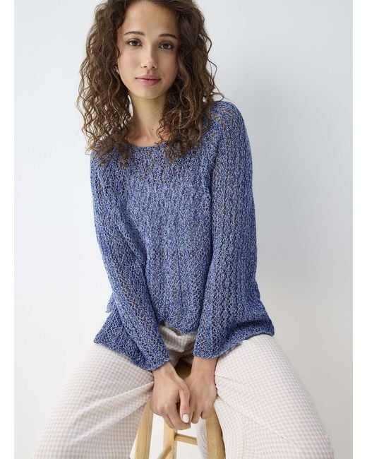 ONLY Blue Scalloped Edging Openwork Sweater