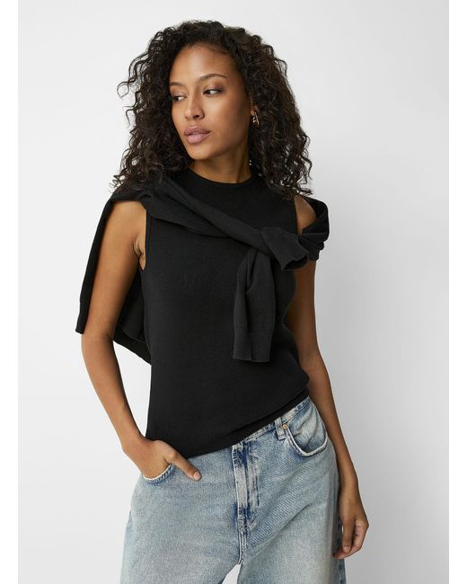 Contemporaine Black Touch Of Cashmere Sweater Vest