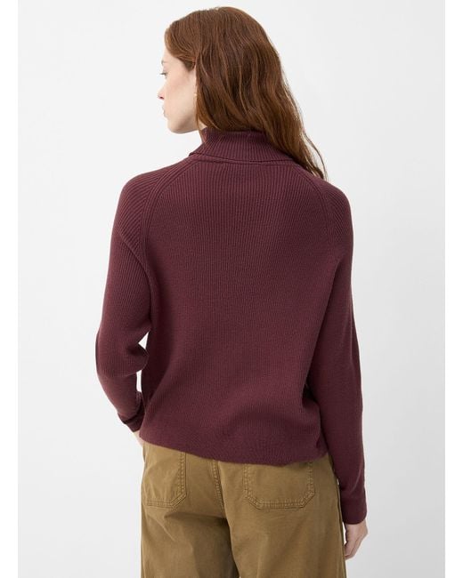 Contemporaine Red Turtleneck Crossover Sweater