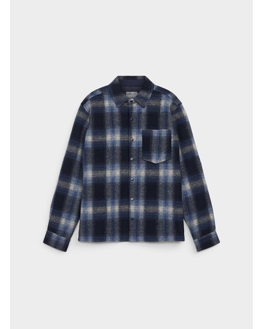 Djab Blue Felt Plaid Overshirt for men